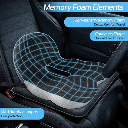 Non-Slip Memory Foam Seat Cushion – Sciatica Relief, Breathable Mesh & Universal Fit for Car, Office & Wheelchair