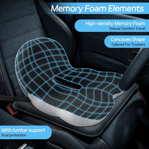 Non-Slip Memory Foam Seat Cushion – Sciatica Relief, Breathable Mesh & Universal Fit for Car, Office & Wheelchair