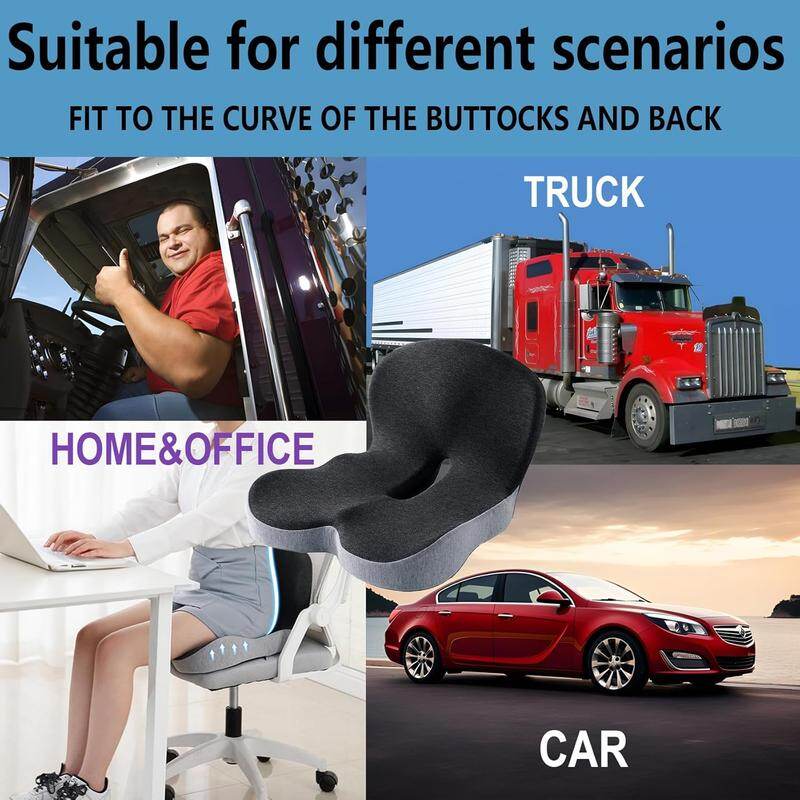Non-Slip Memory Foam Seat Cushion – Sciatica Relief, Breathable Mesh & Universal Fit for Car, Office & Wheelchair
