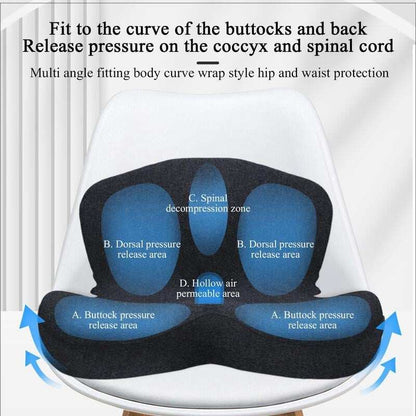 Non-Slip Memory Foam Seat Cushion – Sciatica Relief, Breathable Mesh & Universal Fit for Car, Office & Wheelchair