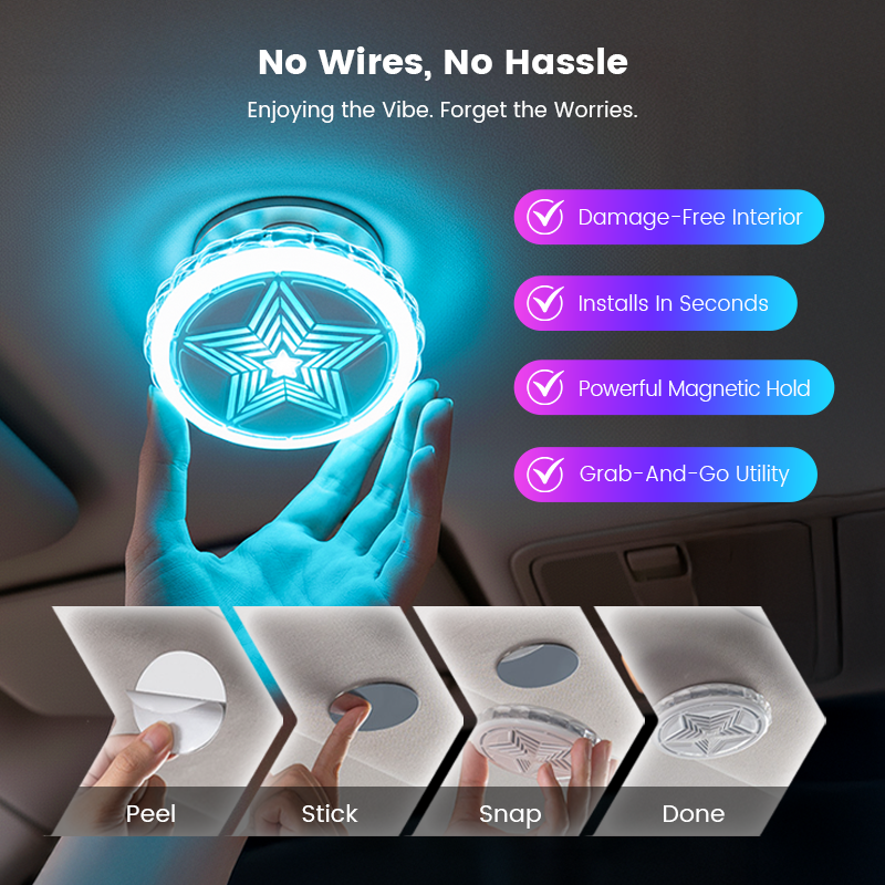 Car Interior Roof Light - Magnetic Multi-Mode Rechargeable