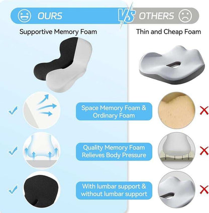 Non-Slip Memory Foam Seat Cushion – Sciatica Relief, Breathable Mesh & Universal Fit for Car, Office & Wheelchair