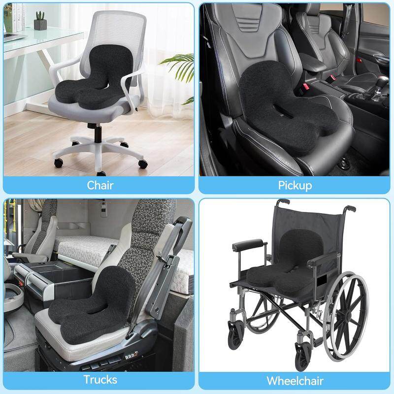 Non-Slip Memory Foam Seat Cushion – Sciatica Relief, Breathable Mesh & Universal Fit for Car, Office & Wheelchair