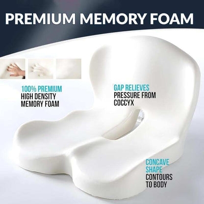 Non-Slip Memory Foam Seat Cushion – Sciatica Relief, Breathable Mesh & Universal Fit for Car, Office & Wheelchair