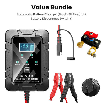 1.5A 6V/12V Automatic Battery Charger – Fast, Safe & Reliable Charging