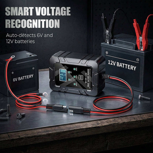 1.5A 6V/12V Automatic Battery Charger – Fast, Safe & Reliable Charging