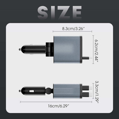 Ultra-fast 4-in-1 Car Charger 90W – With Retractable Cables & Ambient Starlight