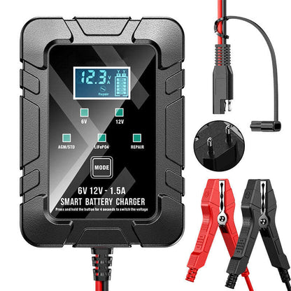 1.5A 6V/12V Automatic Battery Charger – Fast, Safe & Reliable Charging