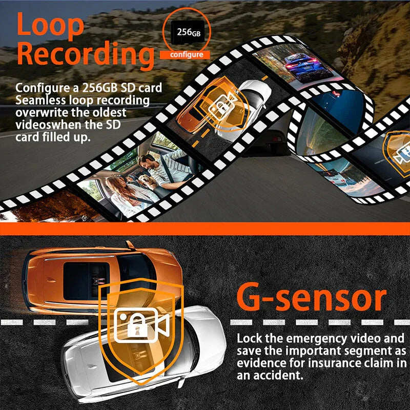 4-Channel HD Dashcam with Front Interior Rear Recording