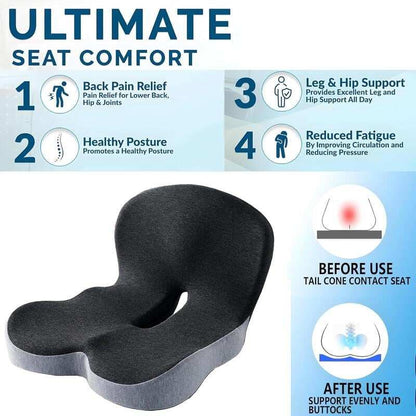 Non-Slip Memory Foam Seat Cushion – Sciatica Relief, Breathable Mesh & Universal Fit for Car, Office & Wheelchair