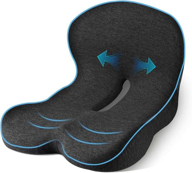 Non-Slip Memory Foam Seat Cushion – Sciatica Relief, Breathable Mesh & Universal Fit for Car, Office & Wheelchair