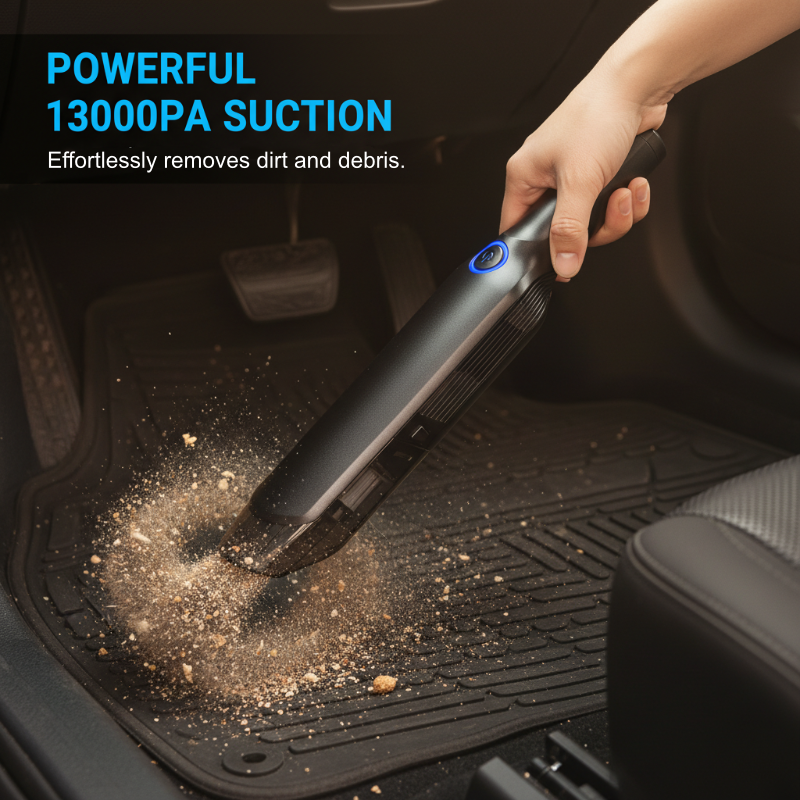 Handheld Vacuum Cleaner – 13000Pa deep suction, 4000mAh battery. Lightweight, washable filter. Perfect for upholstery, car seats & pet hair.