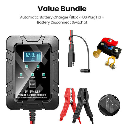 1.5A 6V/12V Automatic Battery Charger – Fast, Safe & Reliable Charging